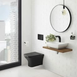 Best Pirce ❤️ Swiss Madison Carre Wall Hung Elongated Toilet Bowl, Matte Black ⭐