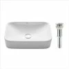 Best Pirce ⌛ Kraus USA, Inc. Elavo Ceramic Rectangle Vessel White Sink, PU Drain Chrome 🛒
