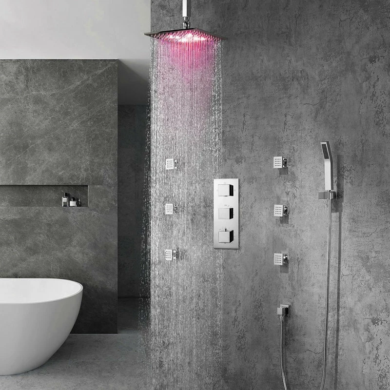 Discount ๐งจ BathSelect Perugia 16" Ceiling Mount LED Shower Head With Body Massage Jets ๐ - Image 5