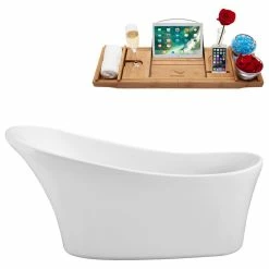 Best deal ๐ฏ 63" Streamline N-460-63FSWH-FM Soaking Freestanding Tub With Internal Drain ๐ฏ