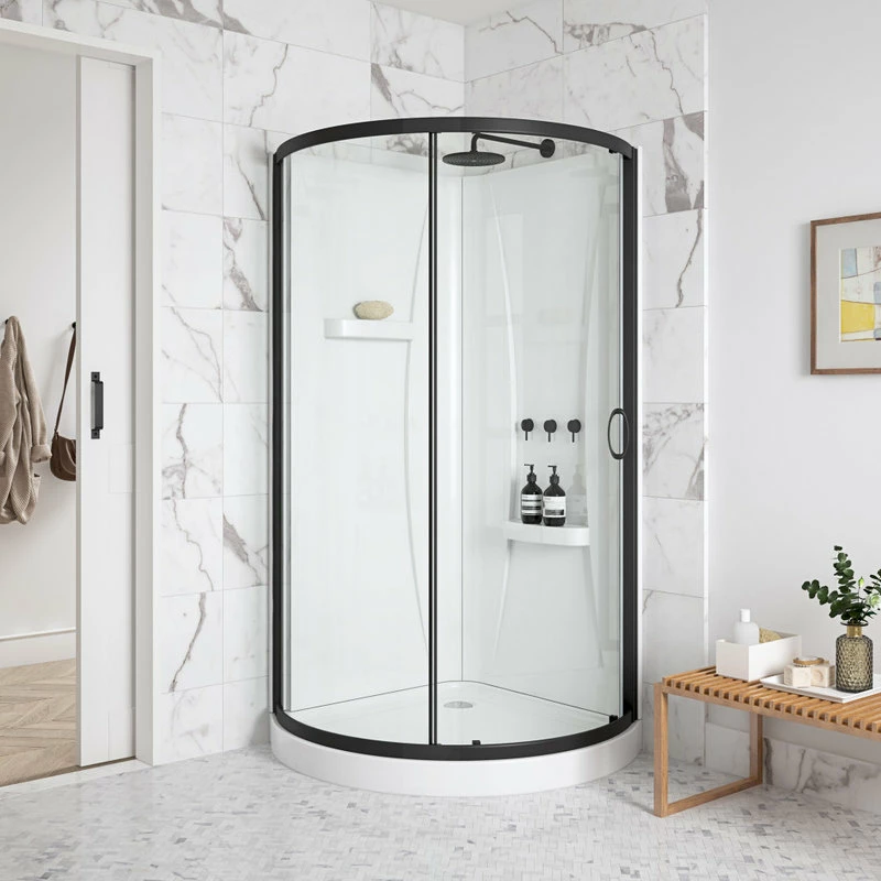 Discount ๐งจ OVE Decors Breeze 36 Shower Kit, Clear Glass Walls And Base, Black ๐ - Image 4
