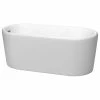 Cheapest 🛒 Wyndham Collection Ursula 59" Freestanding Matte White Tub, Polished Chrome Drain And Overflow Trim 🌟