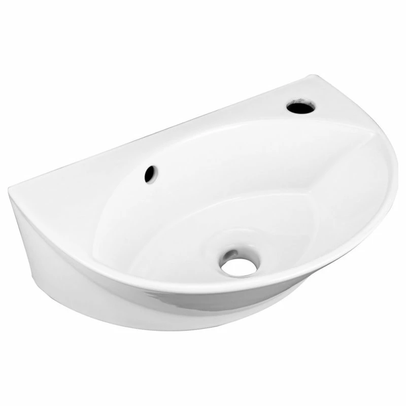 Cheapest ๐ Renovators Supply Manufacturing White Ceramic Bathroom Wall Mount Sink 17" Oval Basin With Faucet Hole Overflow ๐