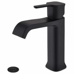 Brand new ๐ Maxwell Bathroom & Kitchen Inc Single Hole Bathroom Faucet With Drain Assembly, Matte Black โ