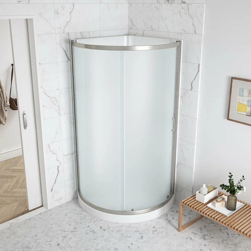 Outlet 🔥 OVE Decors Breeze 36 Shower Kit, Frosted Glass Walls And Base, Satin Nickel 👍 - Image 5
