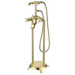 Best Sale 🥰 Vanity Art LLC Vanity Art Freestanding Tub Faucet, Brushed Brass 😉
