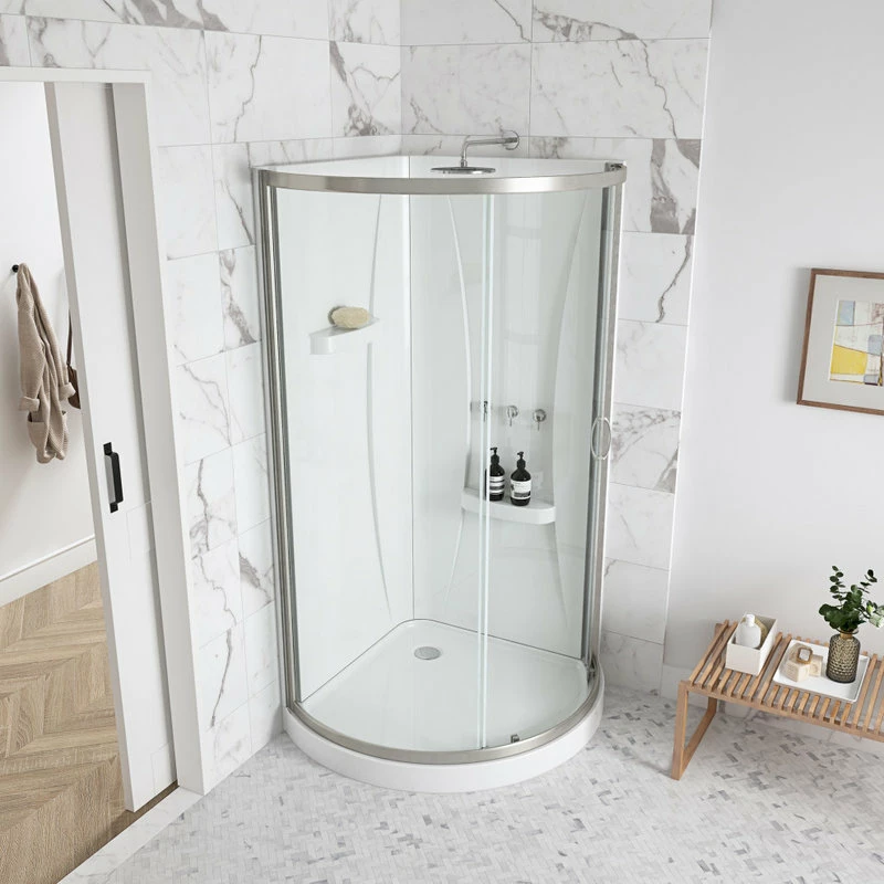 Best reviews of 🥰 OVE Decors Breeze 34 Shower Kit, Clear Glass Walls And Base, Satin Nickel 🔔 - Image 5