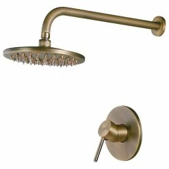 Best Pirce 😍 Homary Brewst Round Rain Showerhead Only Wall Mount Shower System, Antique Brass 😉