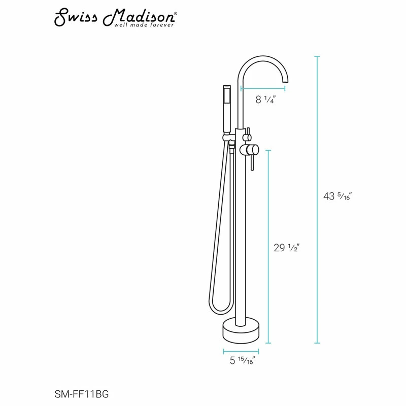 Buy ✔️ Swiss Madison Ivy Freestanding Bathtub Faucet, Brushed Gold 🔔 - Image 11