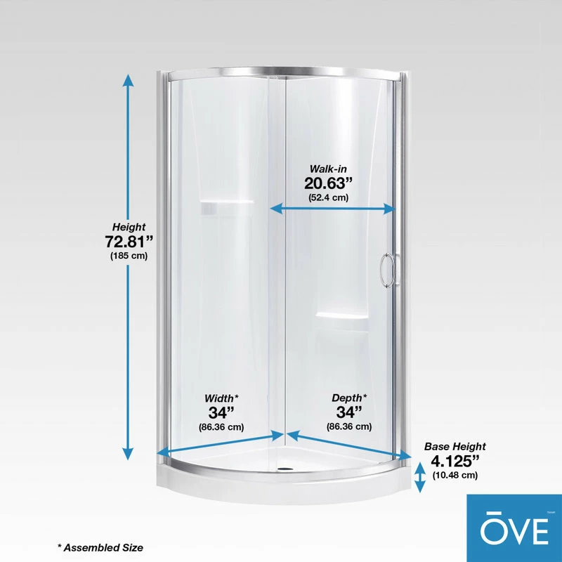 Best reviews of 🥰 OVE Decors Breeze 34 Shower Kit, Clear Glass Walls And Base, Satin Nickel 🔔 - Image 3