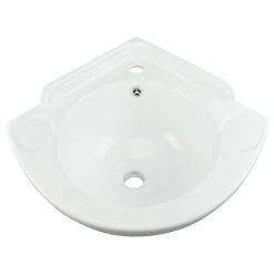 Best Sale 👍 Renovators Supply Manufacturing White Corner Wall Mount Bathroom Sink 20 1/2" Heavy Duty Porcelain With Overflow 🛒