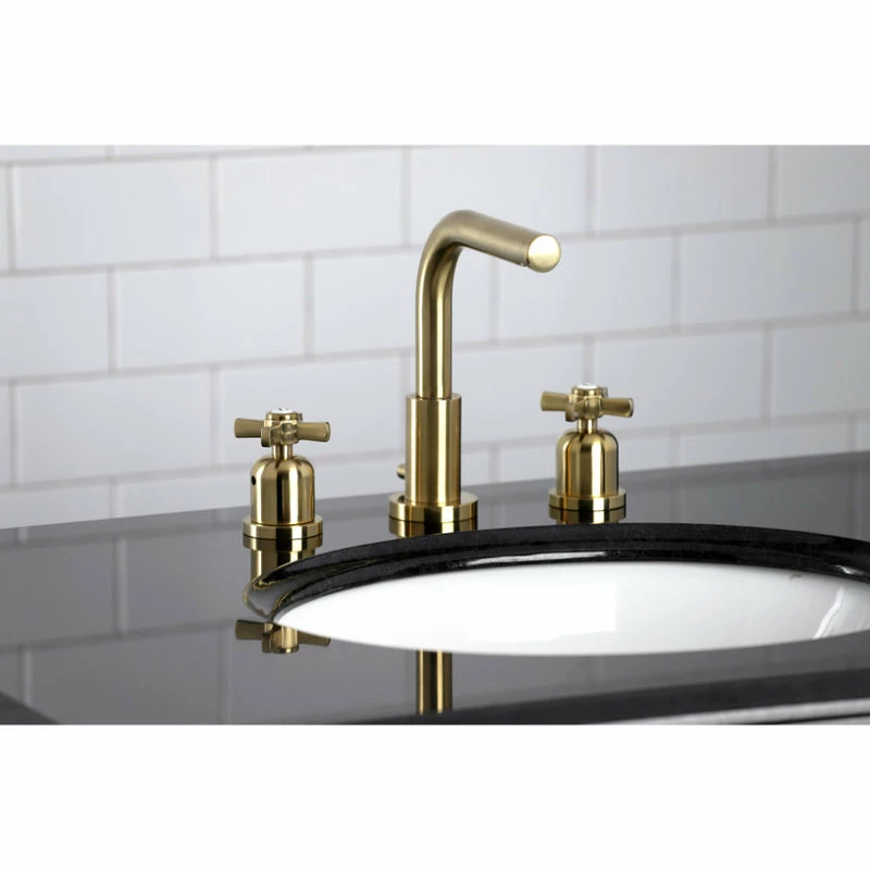 Buy ๐งจ Kingston Brass Fauceture Widespread Bathroom Faucet With Brass Pop-Up, Brushed Brass โ๏ธ - Image 2