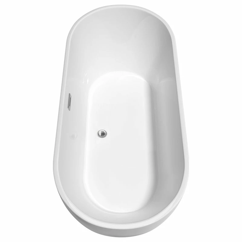 Discount ๐งจ Wyndham Collection Brooklyn 67" Freestanding White Bathtub, Polished Chrome Drain And Overflow Trim ๐ฅ - Image 4