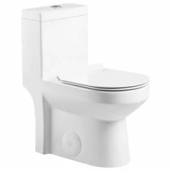 Cheap 🔥 Fine Fixtures Dual-Flush Round One-Piece Toilet, Seat Included, 12" Rough In 🎉