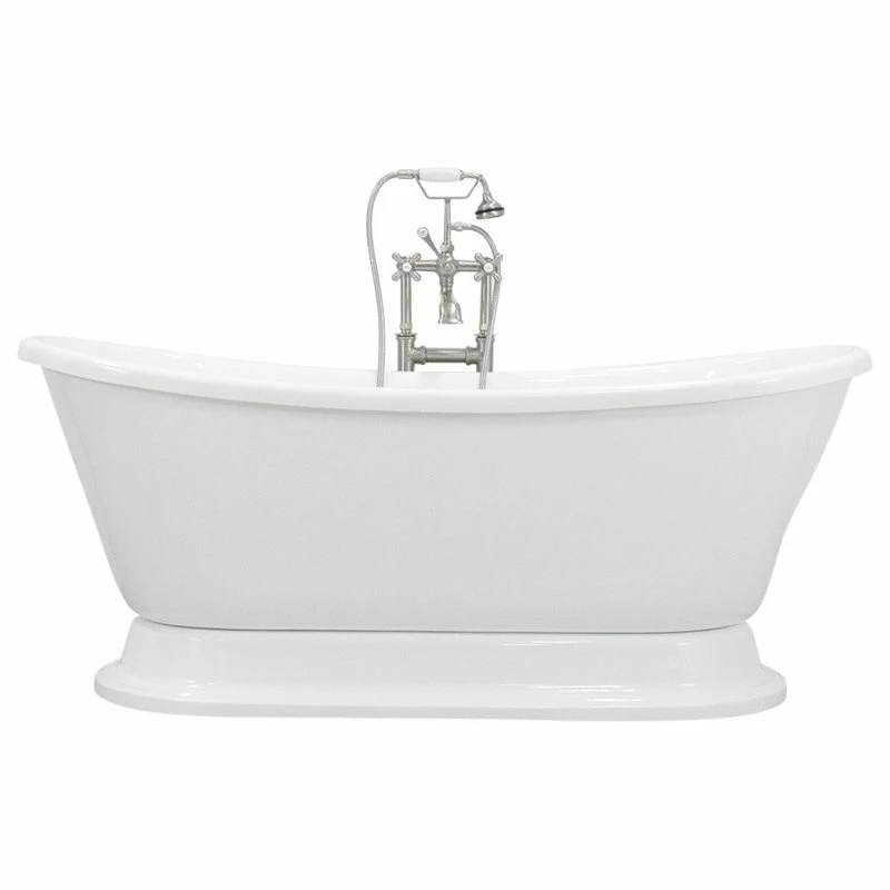 Best Pirce ๐ The Tub Studio Isabetta White French Bateau Pedestal Bathtub, 59" Length ๐ฅ