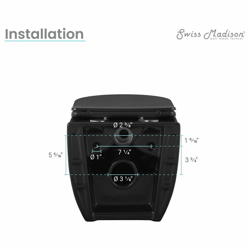 Brand new 😀 Swiss Madison Ivy Wall Hung Elongated Toilet Bowl 0.8/1.28 GPF Dual Flush, Matte Black 💯 - Image 13