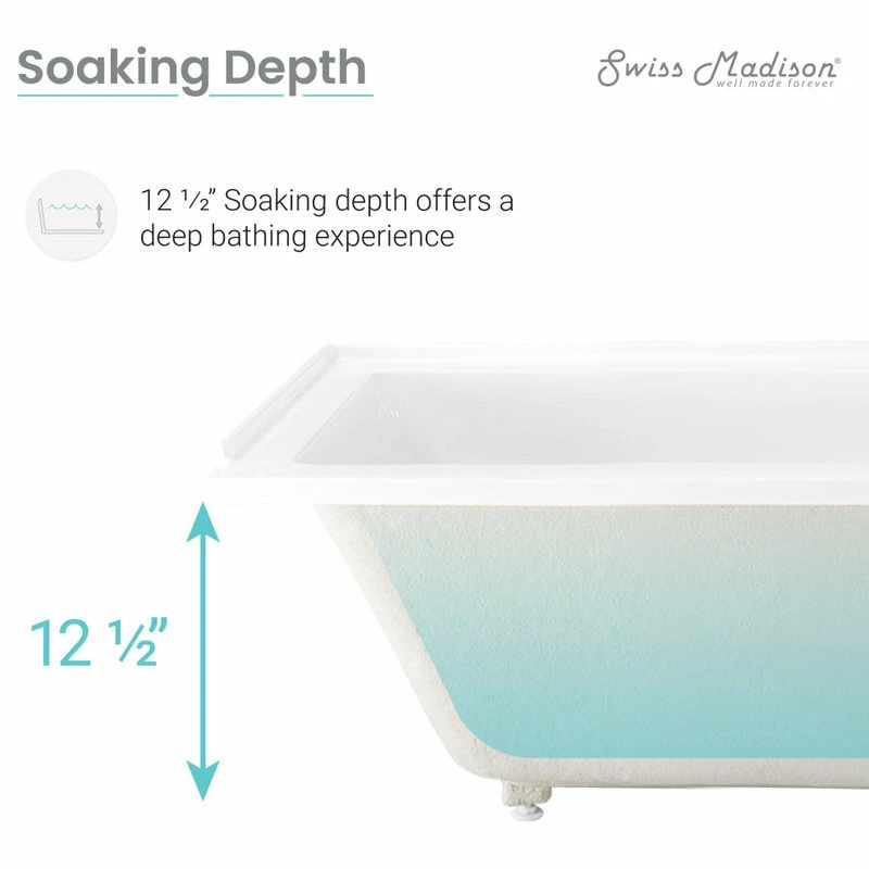 Flash Sale ๐ Swiss Madison Voltaire 48" X 32" Left-Hand Drain Alcove Bathtub With Apron ๐ฅฐ - Image 7