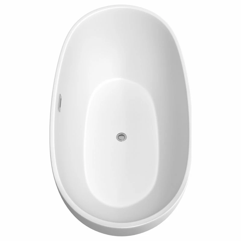 Best Sale ๐ Wyndham Collection Juno 63" Freestanding Matte White Bathtub, Polished Chrome Tub Filler And Trim ๐งจ - Image 3