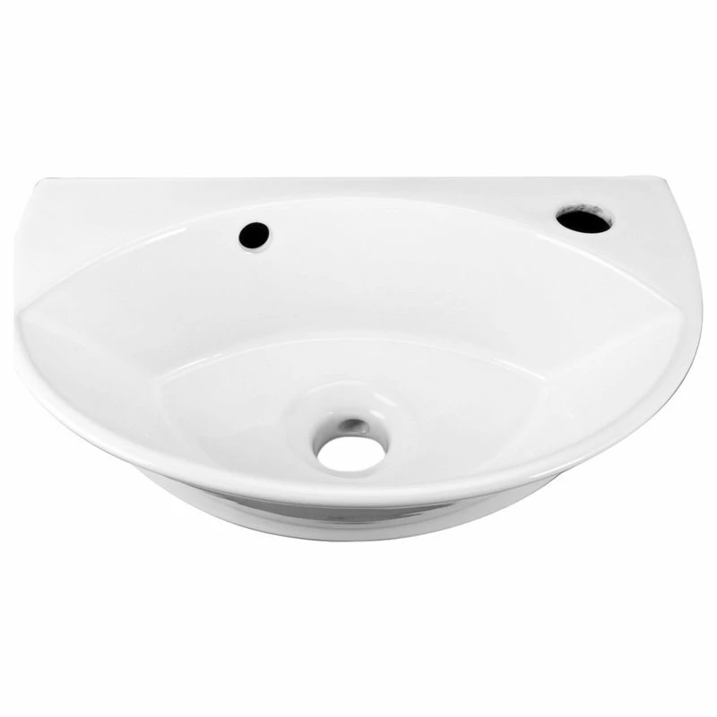 Cheapest ๐ Renovators Supply Manufacturing White Ceramic Bathroom Wall Mount Sink 17" Oval Basin With Faucet Hole Overflow ๐ - Image 6
