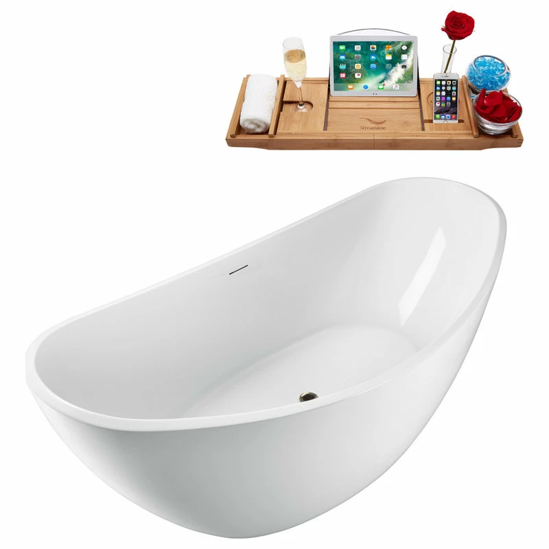 Best Sale 🎁 75'' Streamline N950ORB Freestanding Tub, Tray, Internal Drain, Pop-Up: Brushed 🔥 - Image 2