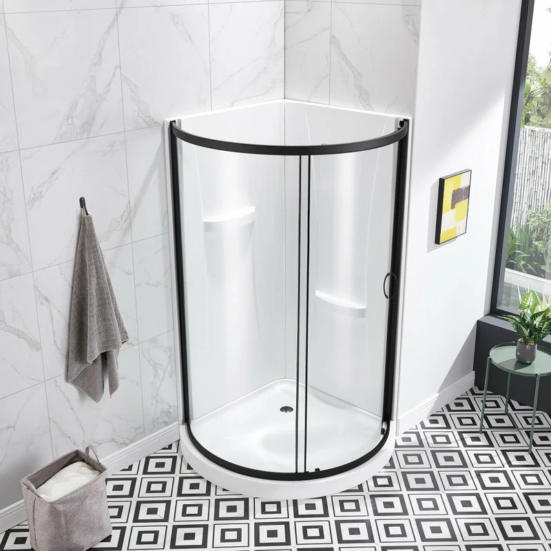 Discount ๐งจ OVE Decors Breeze 36 Shower Kit, Clear Glass Walls And Base, Black ๐ - Image 7