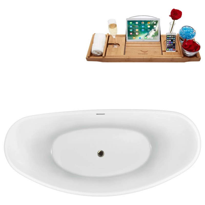 Best Sale 🎁 75'' Streamline N950ORB Freestanding Tub, Tray, Internal Drain, Pop-Up: Brushed 🔥 - Image 3