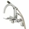Wholesale 🥰 Kingston Brass Aqua Vintage 7" Adjustable Wall Mount Tub Faucet, Polished Chrome ❤️