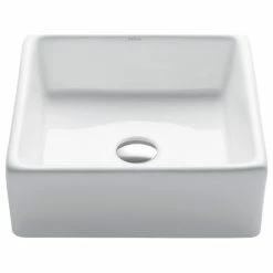 Outlet 🔥 Kraus USA, Inc. Elavo Ceramic Square Vessel White Sink ⌛