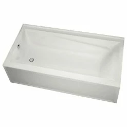 New 😍 MAAX Exhibit Rectangular Acrylic Soaking Bathtub With Left-Hand Drain, White 🎉
