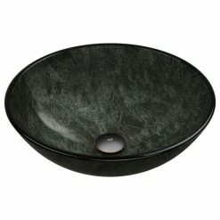 Flash Sale 🎁 VIGO Sheer Sepia Glass Vessel Bathroom Sink, Gray Onyx ❤️