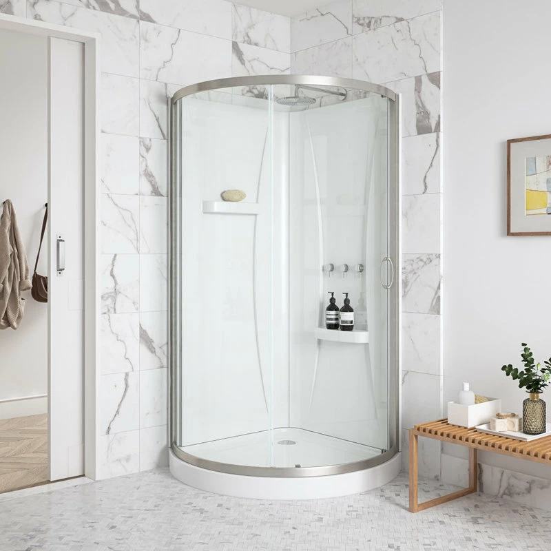 Best reviews of 🥰 OVE Decors Breeze 34 Shower Kit, Clear Glass Walls And Base, Satin Nickel 🔔 - Image 4