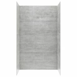 Discount 😉 Ove Decors Misty 48x32" Solid Surface Alcove Shower Wall, Gray Tiles 🔔