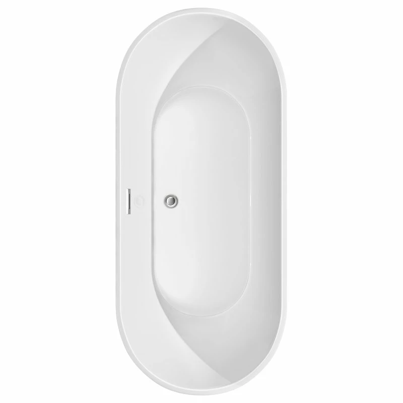 Discount ๐งจ Wyndham Collection Brooklyn 67" Freestanding White Bathtub, Polished Chrome Drain And Overflow Trim ๐ฅ - Image 3
