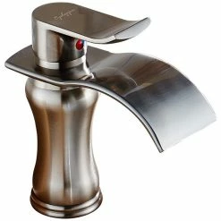 New 🌟 Fontana Showers Huancayo Single Handle Water Fall Bathroom Sink Faucet, Brushed Nickel ⭐
