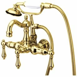 New 💯 Kingston Brass Wall-Mount Clawfoot Tub Faucets With Polished Brass CC1007T2 👏