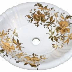 Best reviews of 😍 Decorated Bathroom LLC Gold Orchids Hand Painted Drop-in Basin 😀