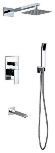 Hot Sale ⌛ KUBEBATH Aqua Piazza Set, 8" Square Rain Shower, Tub Filler And Handheld, Chrome ⌛