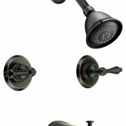 New 🥰 Designers Impressions Oil Rubbed Bronze Tub/Shower Combo Faucet With Multi-Setting Shower Head 🎁